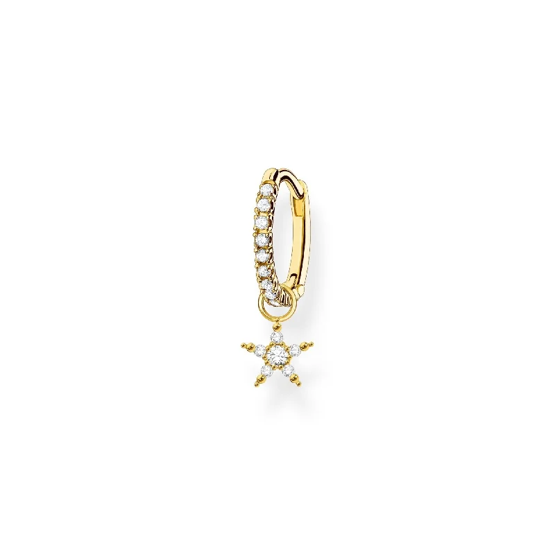 elegant gemstone earrings -Thomas Sabo Single hoop earring with star pendant gold