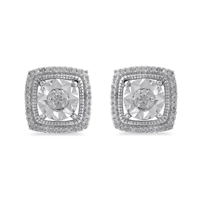 statement drop earrings for women -9ct White Gold Miracle Halo Earrings with 0.33ct of Diamonds