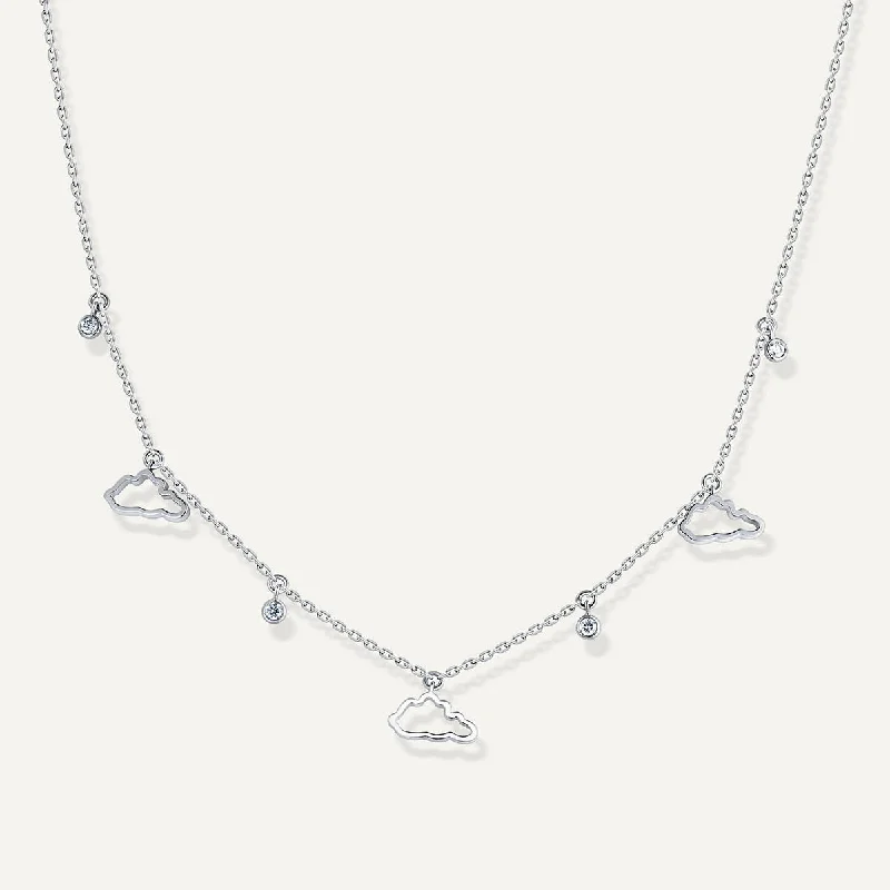 crystal necklaces for women -Allusia Love Three 18K Whiegold Necklace w. Diamonds