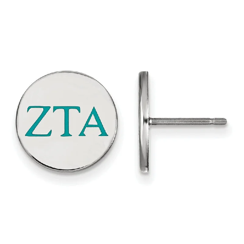 crystal drop earrings for women -Sterling Silver & Enamel Zeta Tau Alpha Post Earrings