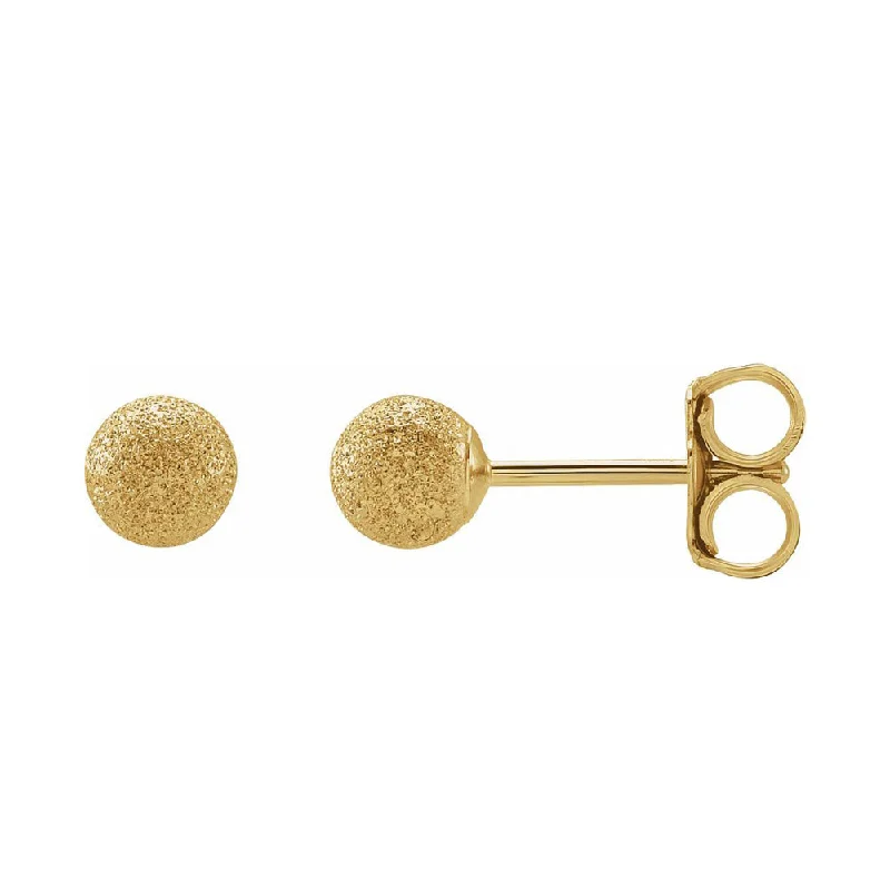 big statement earrings for women -14K Yellow Gold Stardust Hollow Ball Stud Earrings, 4mm or 6mm