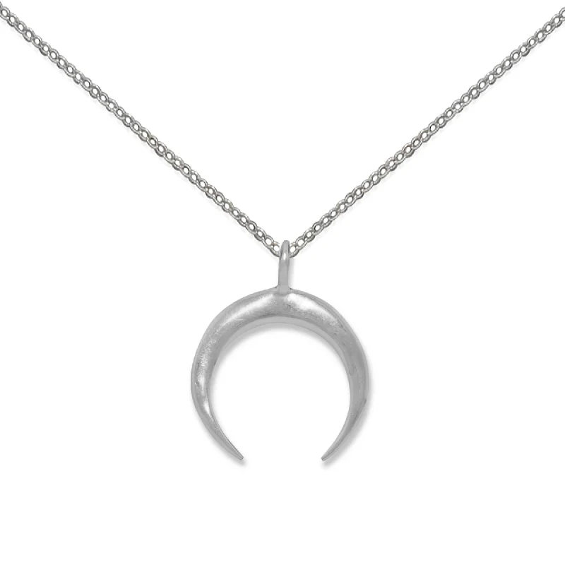 boho necklaces for women -Crescent Naja Symbol Necklace Sterling Silver