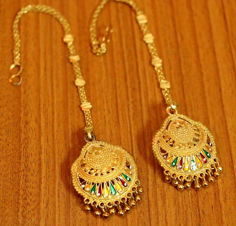 diamond earrings for women -Gold Plated Multicolour Meena Earrings