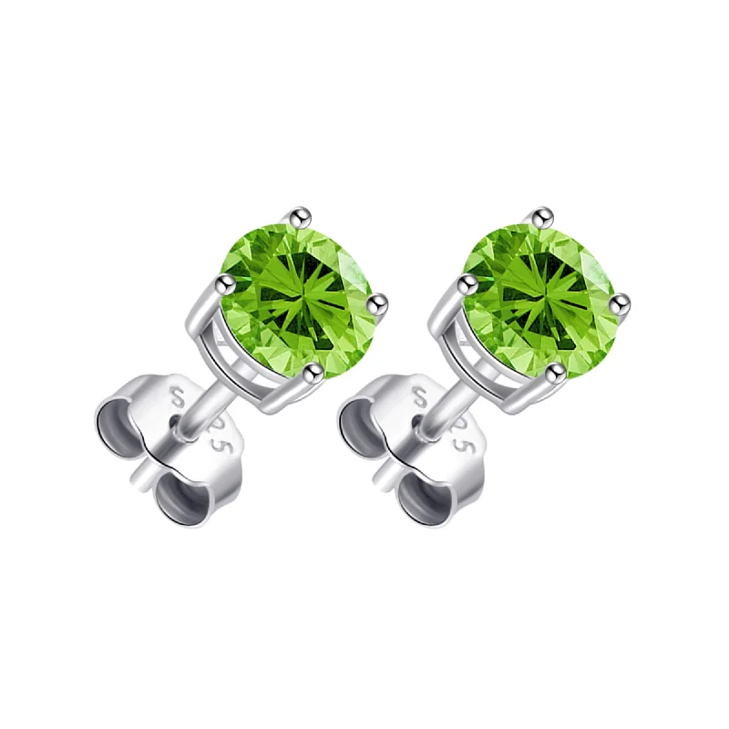 hoop earrings for women -Sterling Silver Light Green Earrings Created with Zircondia® Crystals