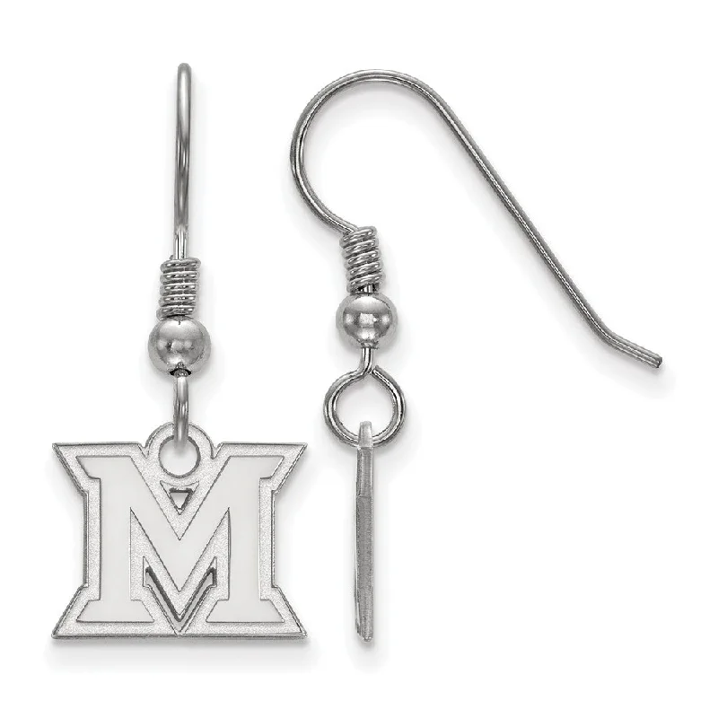 custom earrings for women -Sterling Silver Miami University XS (Tiny) Dangle Wire Earrings