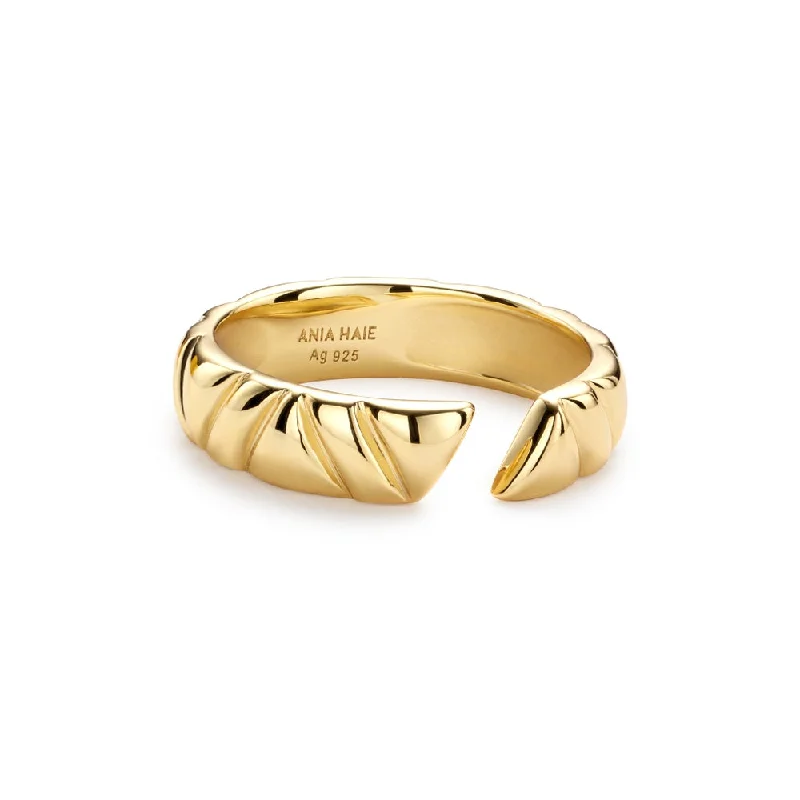 trendy rings for women -Sterling Silver & 14K Yellow Gold Plated Adjustable Twill Ring by Ania Haie