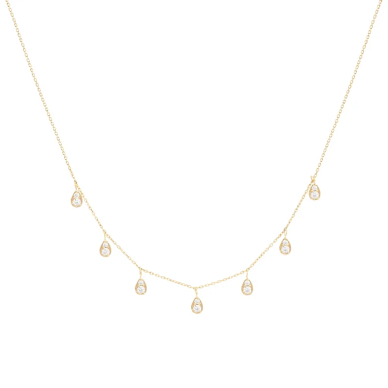 elegant necklaces for women -Dangling Pear 18K Gold Necklace w. Diamonds