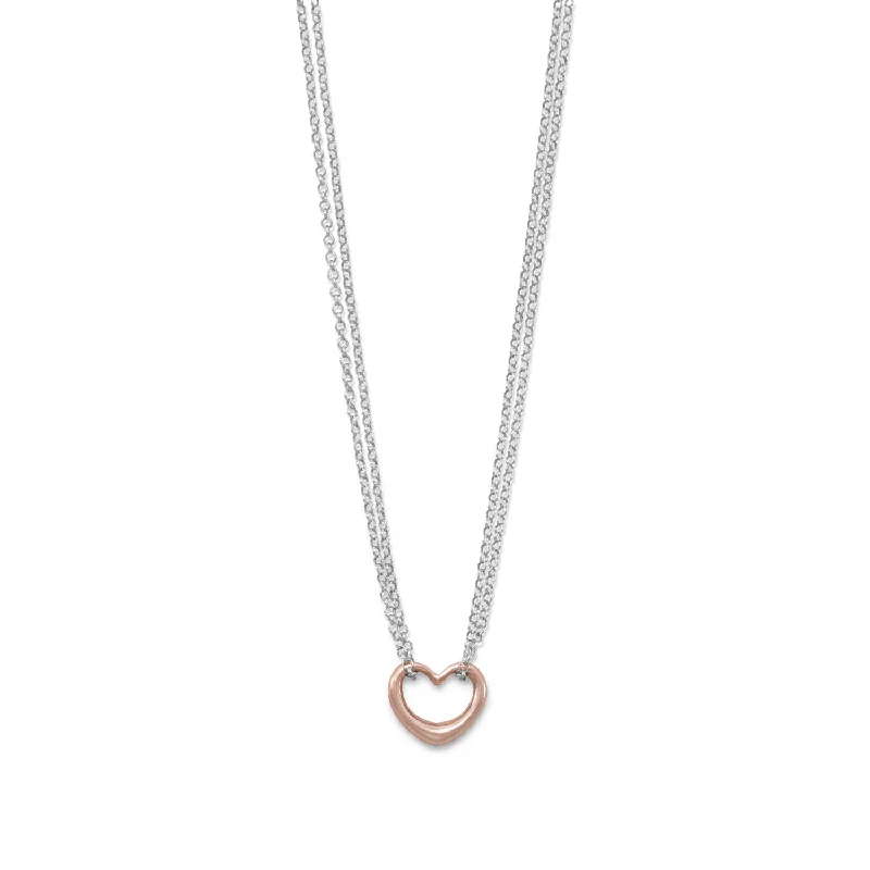 choker necklaces for women -Heart NecklaceTwo Tone Rose Gold-plated with Two Strands