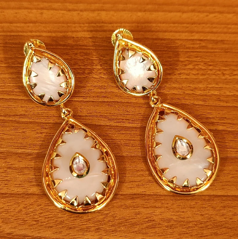 hoop earrings for women -PINK STONE GOLD PLATED KUNDAN STUDDED EARRINGS