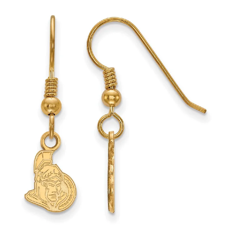 crystal earrings for women -SS 14k Yellow Gold Plated NHL Ottawa Senators XS Dangle Earrings