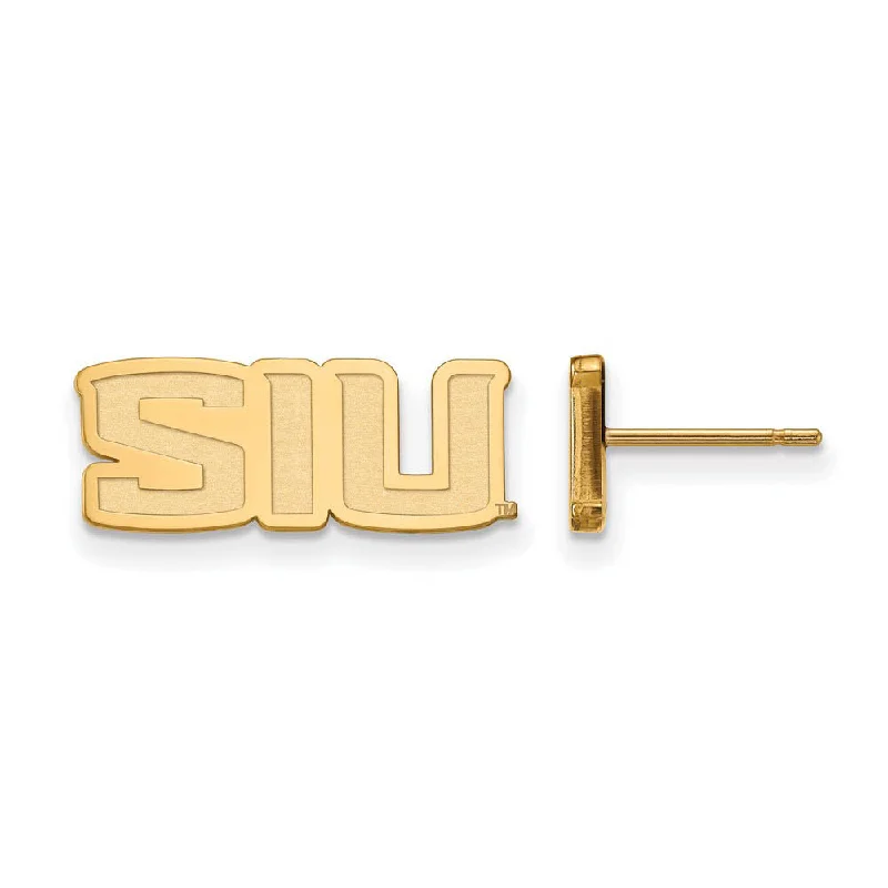 chic hoop earrings for women -14k Gold Plated Silver Southern Illinois University Post Earrings