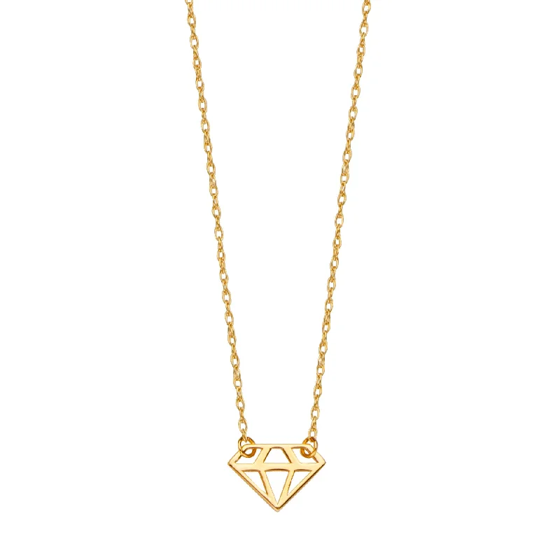 minimalistic gold necklaces for women -14k Yellow Gold Cutout Gemstone-shape Necklace Adjustable Length - So You