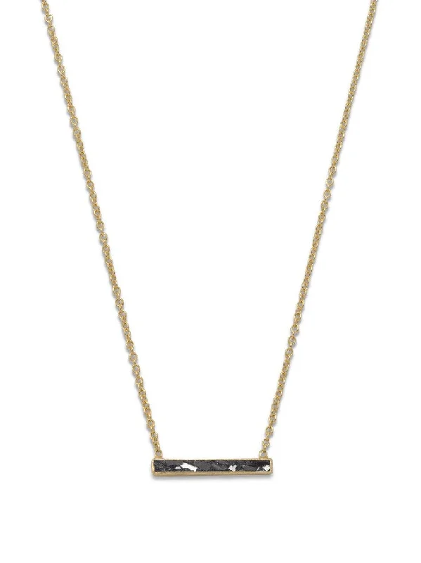 layered necklaces for women -Bar with Diamond Chip Necklace Gold-plated Sterling Silver