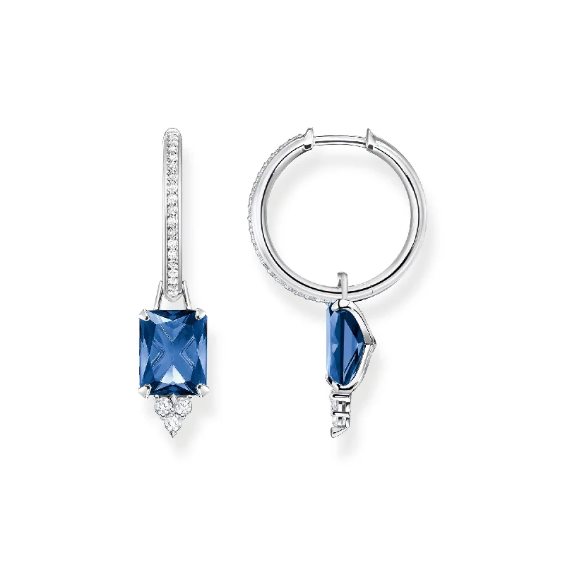 gemstone earrings for women -Thomas Sabo Hoop earrings with blue stone