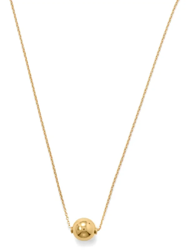 luxury necklaces for women -Single Polished Bead Necklace Gold-plated Sterling Silver