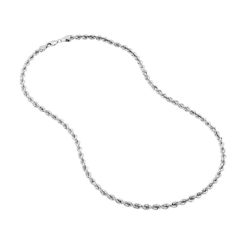 modern necklaces for women -14k White Gold Light Rope Chain Necklace 4mm 030 Gauge