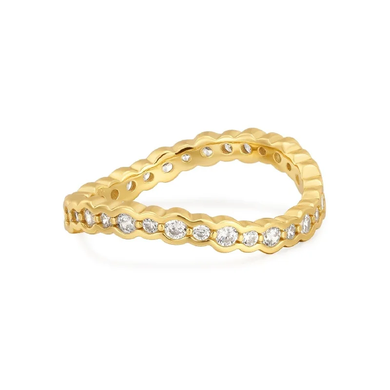 trendy rings for women -Cz Wavy Ring Eternity Band