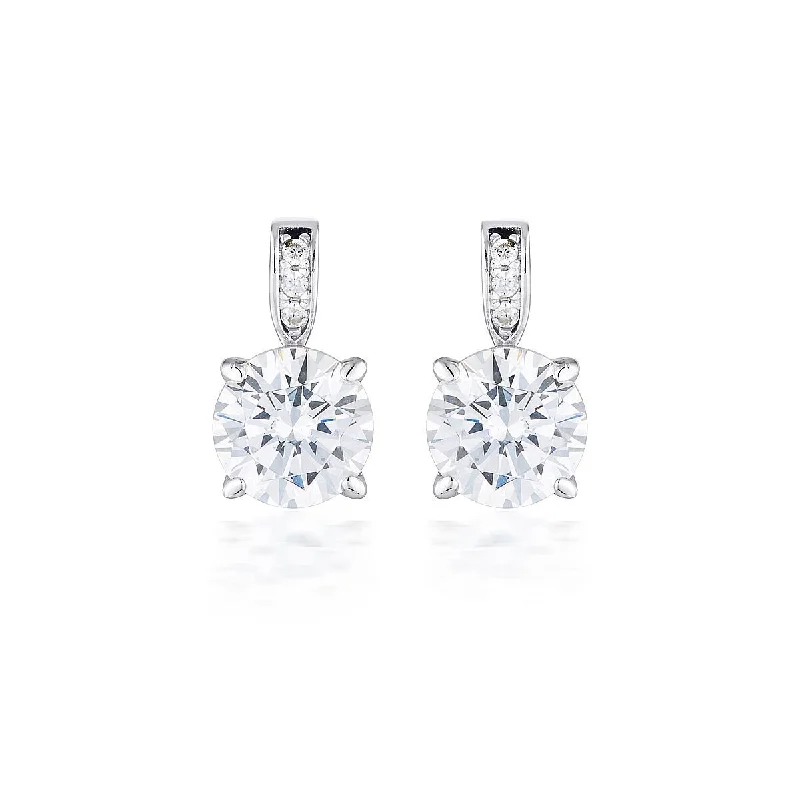 fun earrings for women -Georgini White Cubic Zirconia Rhodium 3mm Earrings