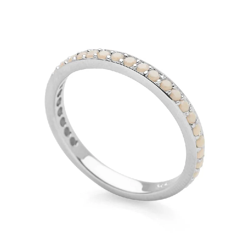 custom rings for women -Cream Eternity Stack Ring