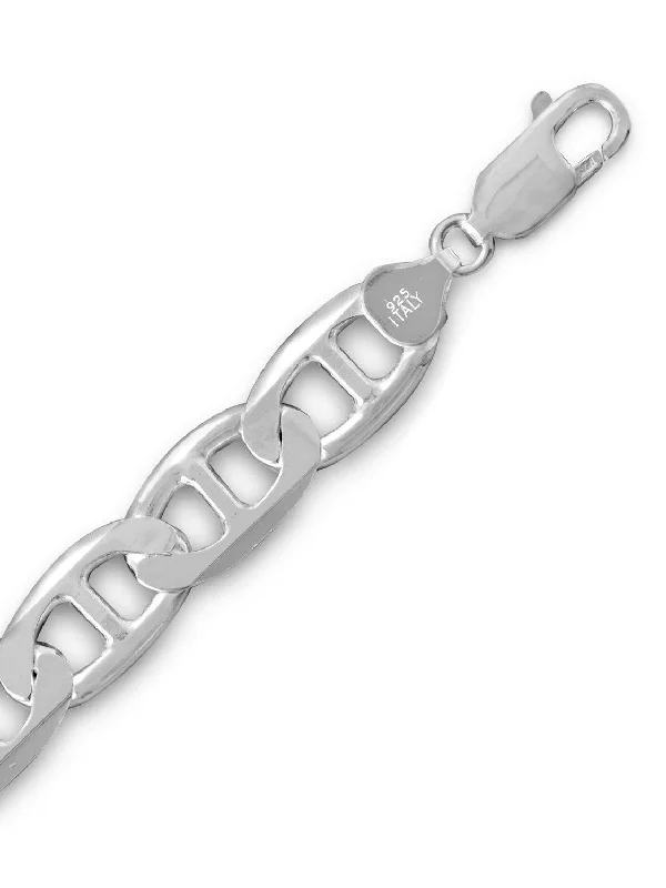 infinity necklaces for women -Flat Marina Mariner 250 Sterling Silver Chain Necklace 10mm Width