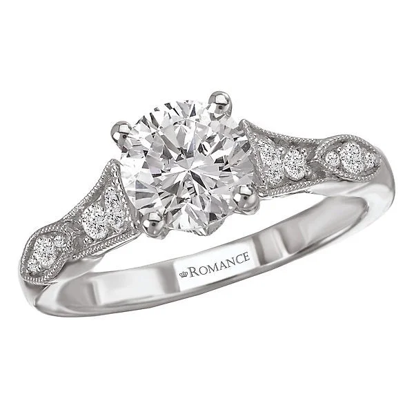 contemporary rings for women -14KT WHITE GOLD 1.25 CTW DIAMOND VINTAGE MILGRAIN RING