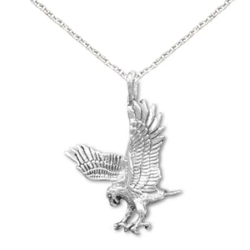 layered necklaces for women -Landing Eagle Necklace Antiqued Sterling Silver - Made in the USA