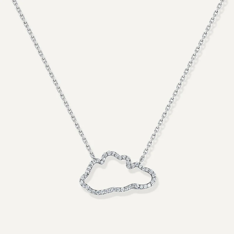 fashionable necklaces for women -Allusia Love Accented 18K Whitegold Necklace w. Diamonds