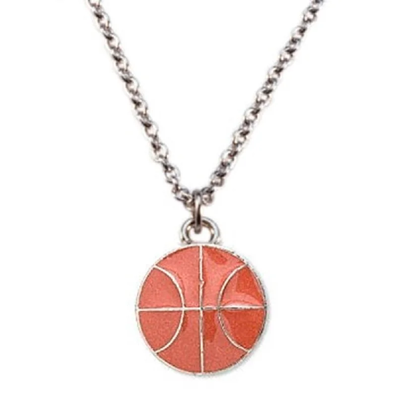 gemstone pendant necklaces for women -Basketball Necklace with Surgical Steel Chain