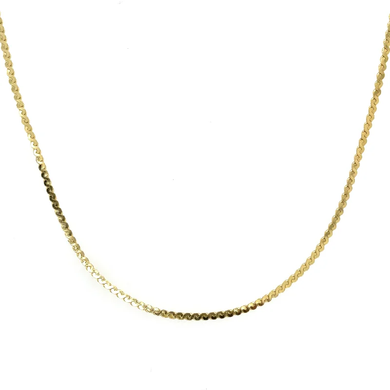 gold necklace sets for women -Golden Flat Serpentine Necklace