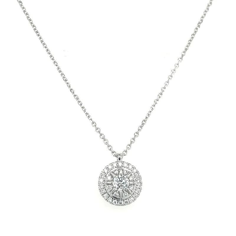 diamond necklaces for women -14ct White Gold 0.38ct Laboratory Grown Diamond Cluster Necklace