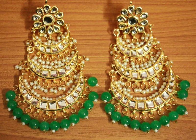 big statement earrings for women -Emerald look Chaand Baali Earrings