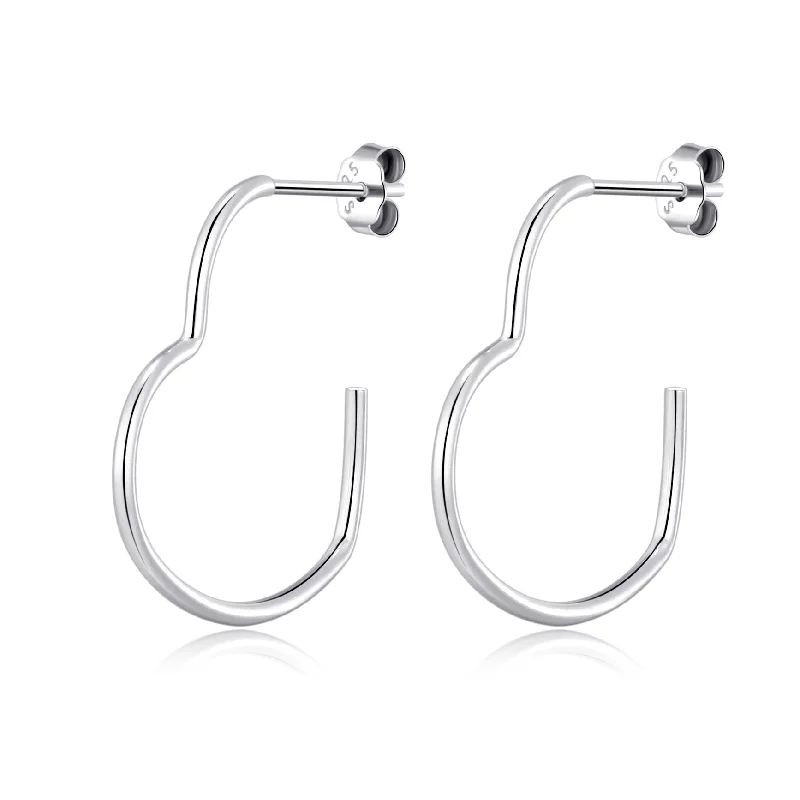 evening earrings for women -Sterling Silver Heart Hoop Earrings with Butterfly Backs