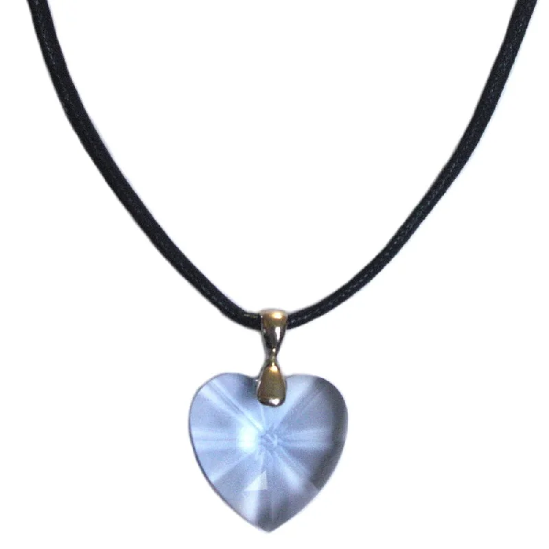 gemstone pendant necklaces for women -AzureBella Jewelry Heart Necklace on Cord Made with Swarovski(R) Crystal Passions Light Blue Heart