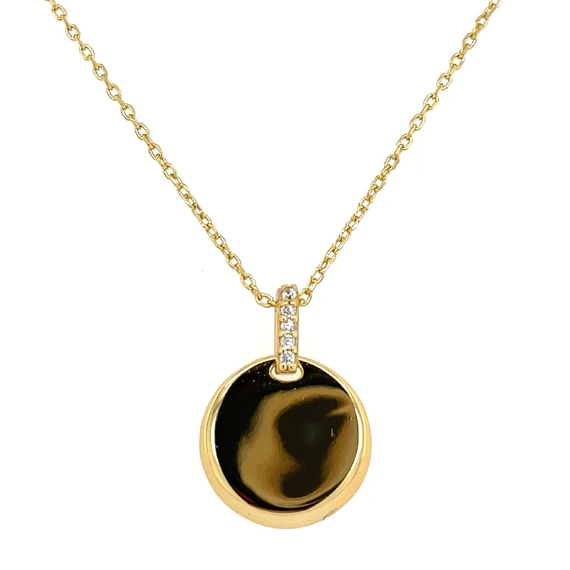 long pendant necklaces for women -Golden Round Cz Bail Disc Necklace