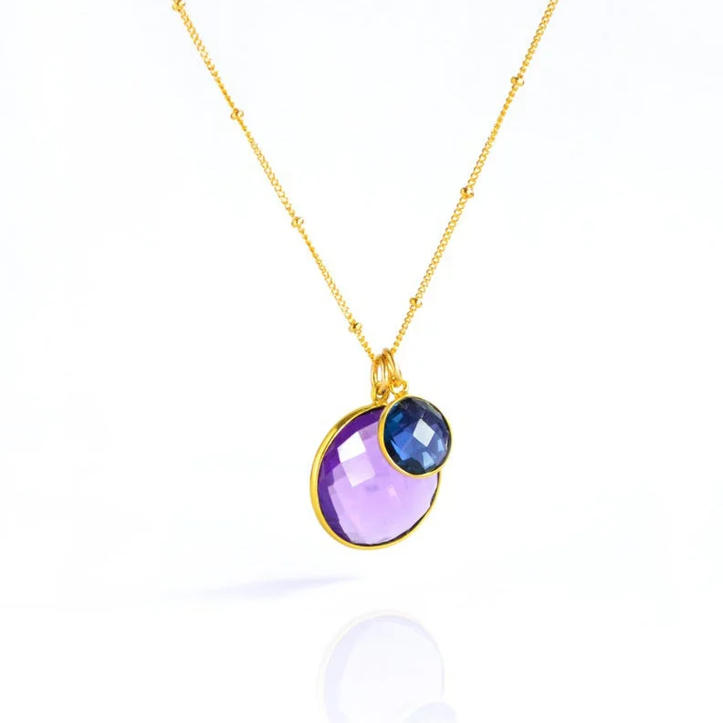 bold necklaces for women -Mother & Child Round Multi-Stone Pendant Necklace