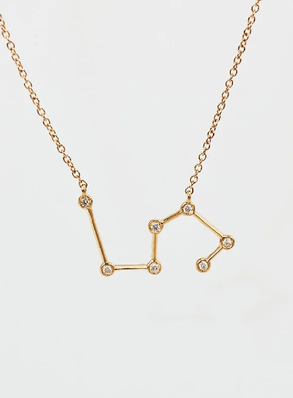 engraved silver necklaces for women -Star Sign Leo 18K Gold Necklace w. Diamond