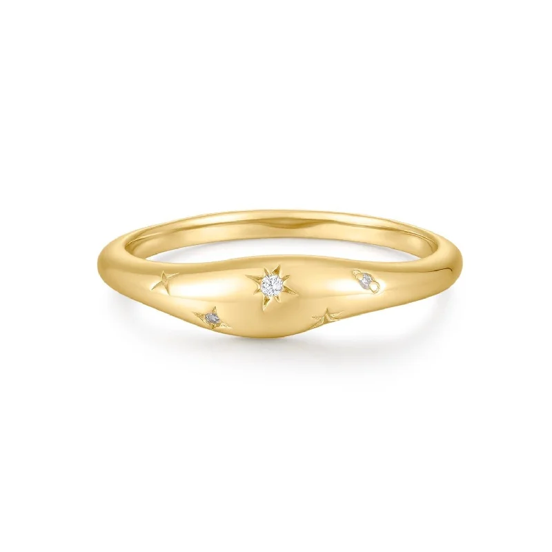 luxury rings for women -Galaxy Cz Thick Wavy Ring