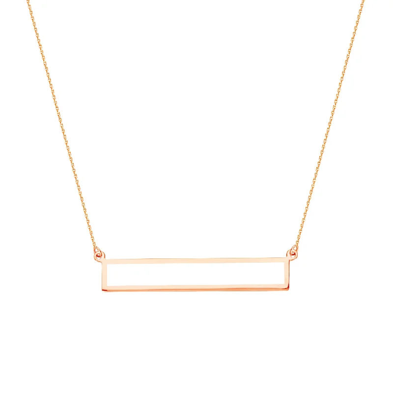 gold necklace sets for women -East 2 West Open Rectangle Bar Necklace 14k Rose Gold