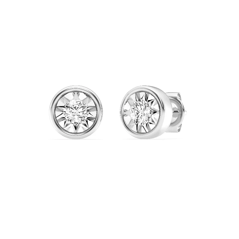 drop earrings for women -Mirage Stud Earrings with 1.00ct of Laboratory Grown Diamonds in Sterling Silver and Platinum