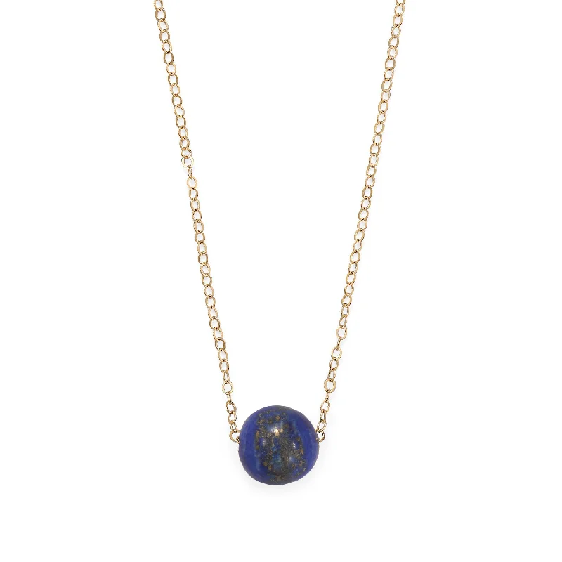 pearl chain necklaces for women -Lapis Lazuli Single Bead Floating Necklace 14/20 Gold-filled Chain