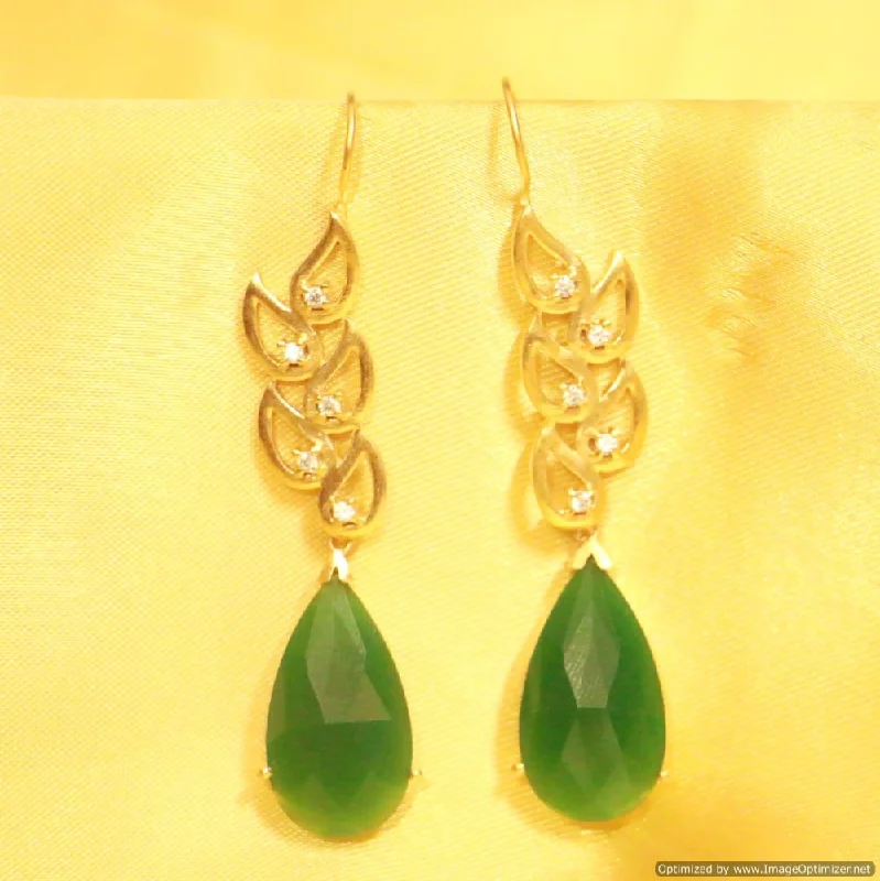 statement drop earrings for women -Green Onyx Paisley Danglers