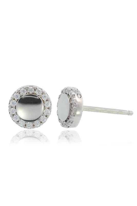 elegant dangle earrings for women -CHIC NOEL HIGH SHINE STUD EARRINGS SILVER