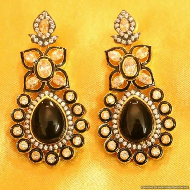 trendy statement earrings for women -Victorian Look Black Onyx Zircon Earrings