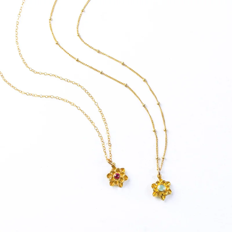 pearl necklaces for women -Bloom Necklace, Birthstone Flower Pendant [Lrg]