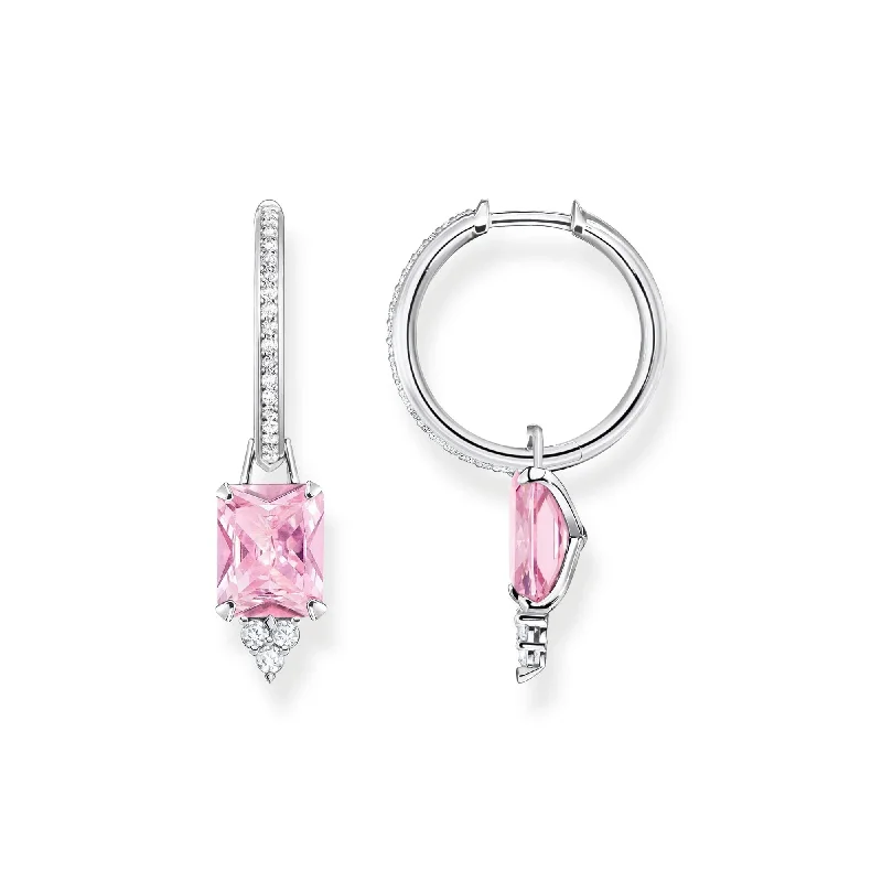 butterfly earrings for women -THOMAS SABO Heritage Pink Stone Hoop Earrings