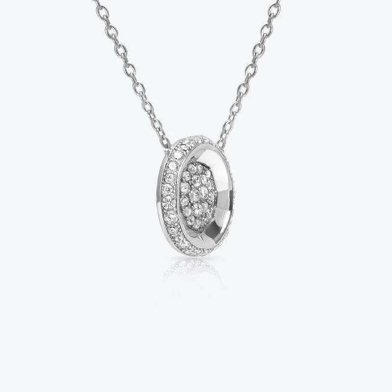 zodiac necklaces for women -A. Sun Halo 18K White Gold Necklace w. Full Lab-Grown Diamond Pavé