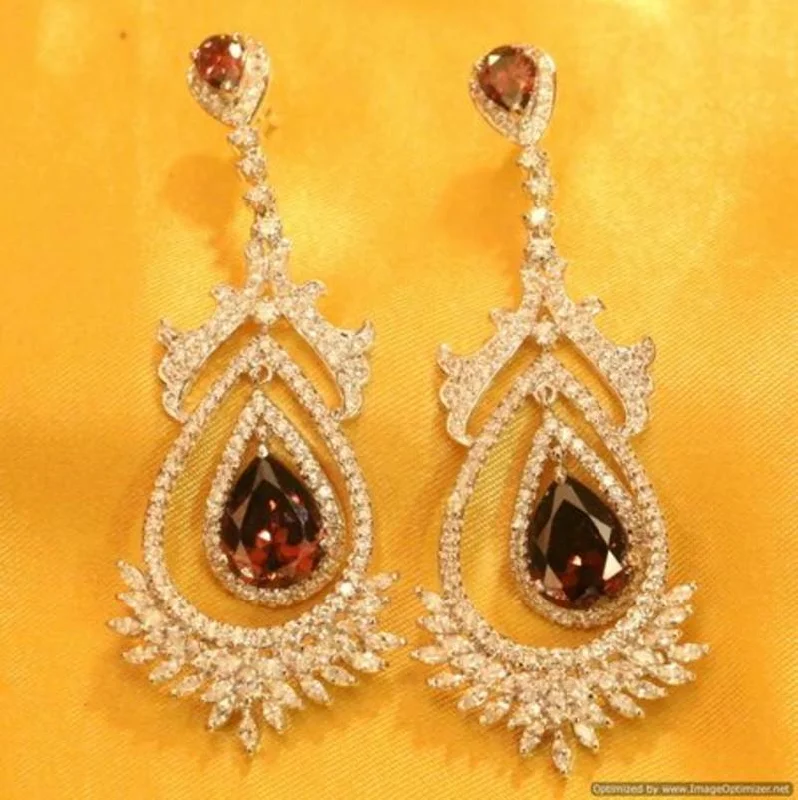 chandelier earrings for women -Diamond Look Silver Plated Semi Precious Earrings