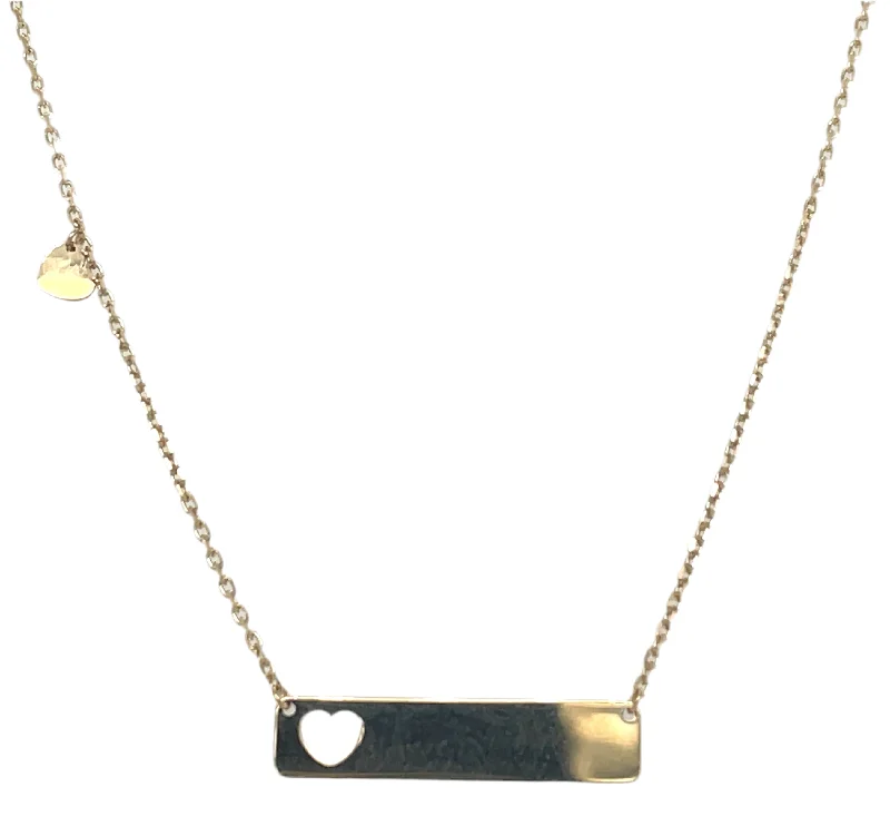 elegant necklaces for women -9ct Yellow Gold Balance Bar With Heart Cutout Necklace