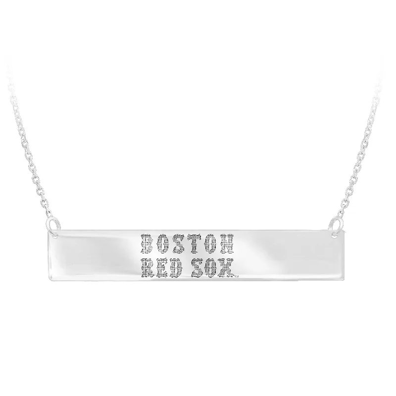 delicate diamond necklaces for women -Red Sox Bar Necklace Licensed MLB Team Sterling Silver