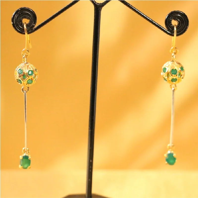 evening drop earrings for women -Beautiful green onyx dangler